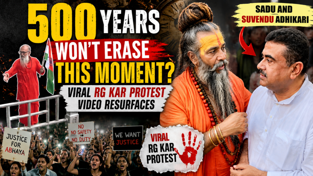 Old protest footage sparks fresh political debate as social media users compare two contrasting moments involving the same Sadhu
