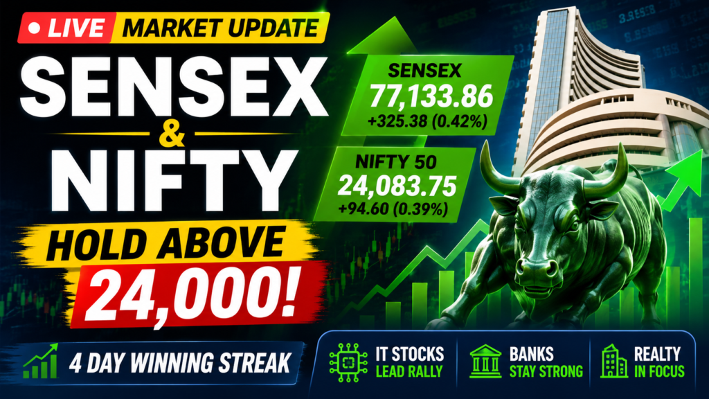 Stock Market LIVE: Sensex, Nifty Extend 4-Day Winning Run; IT Stocks Lead Rally as Realty, Banks Stay Firm